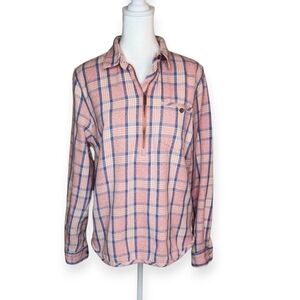 Toad&Co Pink and Blue Plaid Long-Sleeve Pullover Shirt